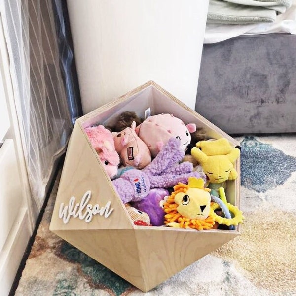 Custom Dog Toy Box Personalized with Name Dog Toy Storage Wood Furniture Dog Room Personalized Dog Crate Name Dog Mom Gift Puppy Toy Box