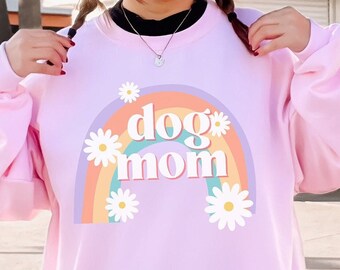 Dogmom Shirt Retro Sweatshirt Dog Lover Gift Cute Dogmom Gift Rainbow Dog Shirt Pink Puppy Owner Gift Sweatshirt Dog Sitter Gift for her