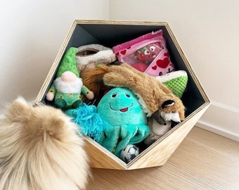 Dog Toy Chest Storage Box Dog Toy Storage Bin Pet Toy Basket Gift for New Puppy Gift Handmade Pet Storage Custom Dog Storage Basket Stylish