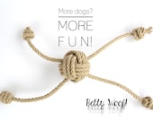 MEDIUM Dog Toy for multiple Dogs! Tug of War - Fetch - made of Hemp Rope - up to four dogs