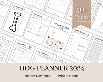 Dog Planner 2024 Dog Diary Printable Pet Journal Dog Training Log Pet Care Bundle Walk Schedule Dog Bucket List Dog Daily Planner Dog Saving