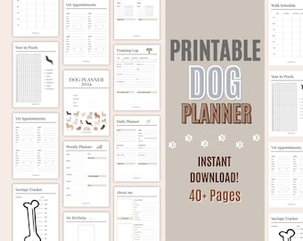 Tierpflege Sammelbuch 2024 druckbarer Hundeorganizer Hundegesundheitsplaner Welpen Organizer Welpen Organizer Welpen Journal Hundeplaner 2024 Hundepflege Planer Haustiertraining