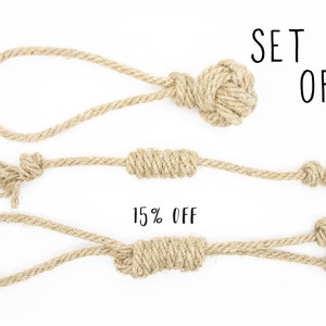 Size L - Set of 3 Hemp Dog Toy, Organic Hemp Rope Toys for Large Dogs, Eco Friendly