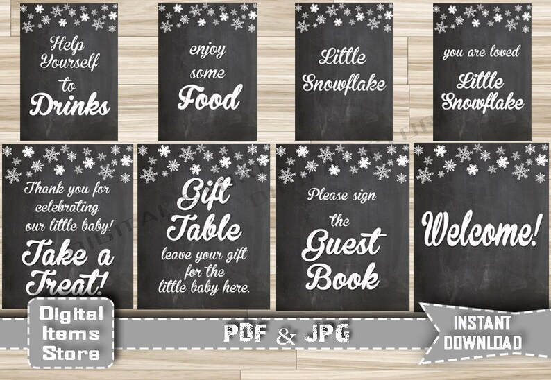 Printable Baby Shower Winter Chalkboard Signs Baby Shower Etsy