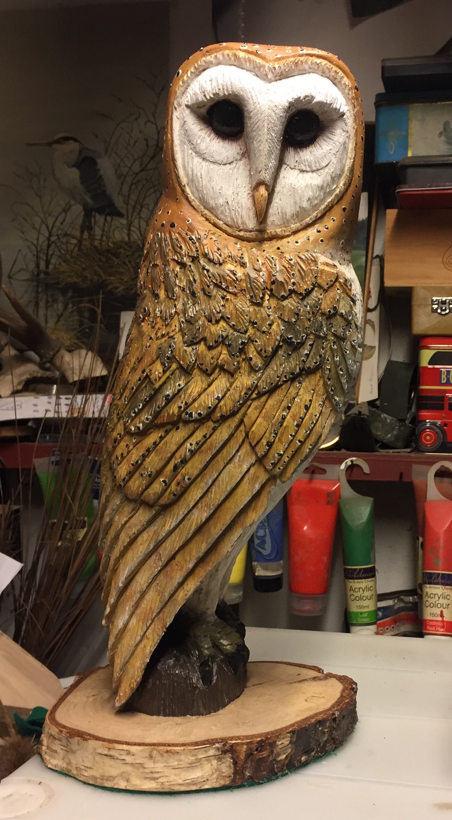 Unique Barn owl wood sculpture Hand Carved from lime wood and Etsy