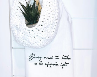 Taylor Lyric Flour Sack Tea Towel, Dancing Around the kitchen.