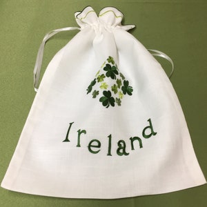 Irland Irish Shamrock Klee bestickt Wäscheschuh Stricken Reise Aufbewahrung Kordelzug Tasche Shades of Green Leaf