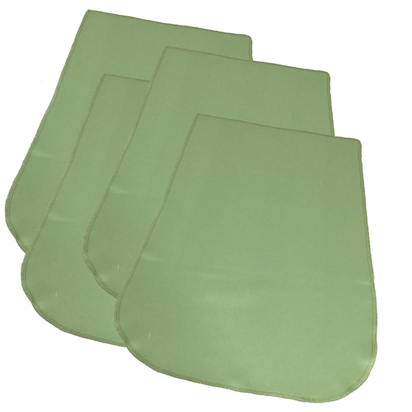 Lot de 4 housses de dossier de chaise unies vert mousse tissage satiné, bords surjetés brillants, antimacassar P90MCB