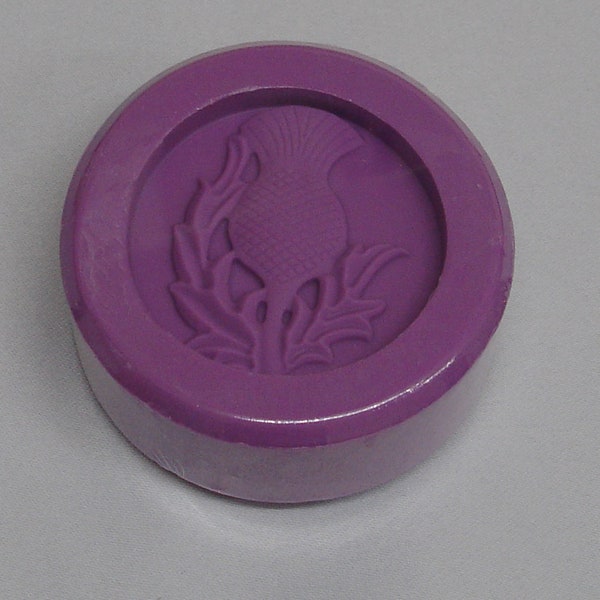 100g Scottish Scots Thistle Embossed Round Soap Purple Bathroom Bath Guest Washroom Shower Toilet