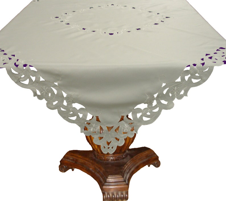 Plain Ivory/white SQUARE Cutwork Decoration Edge Tablecloth Etsy