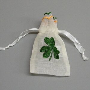 10 Irish Shamrock Ribbon Drawstring Bags Lavender Pot Pourri image 2