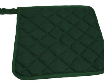 Plain Dark Green Forest Quilted Pot Holder Magnétique 'Linen Look' Tissu Kitchen Linens Pan