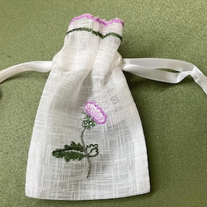 Schottische Distel bestickte Kordelbeutel Hochzeit Favor Scots Candy Tablet Seife Lavendel Geschenk Tasche Favor