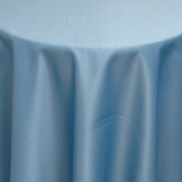 Plain OVAL Sky Blue Scalloped Edge Tablecloth Table Cloth Kitchen Dining 180cm 230cm 70" 90"