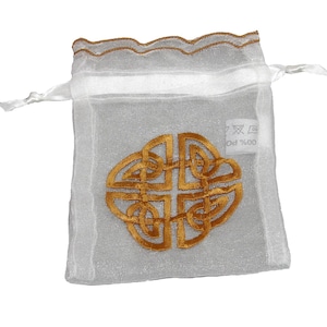 10 bolsitas de organza translúcidas con nudo celta, con lazo y popurrí de lavanda, para regalo de joyería artesanal.