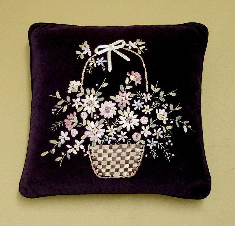 Amethyst Deep Purple Ribbon Embroidery Cushion Cover CU66 Etsy UK