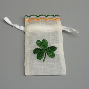 10 Irish Shamrock Ribbon Drawstring Bags Lavender Pot Pourri image 3