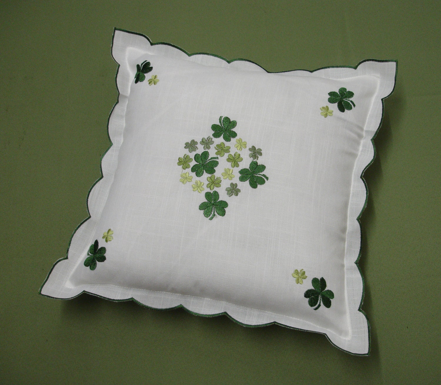 Shamrock Embroidered Irish Clover Cushion Cover S210 Etsy