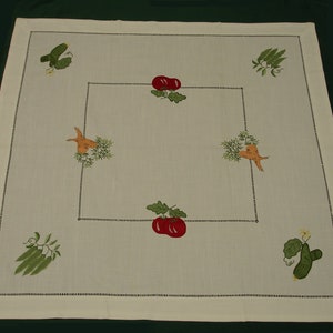 Square Linen Look Tomato Carrot Courgette Bean Farmhouse Kitchen Hall Dining Conservatory Tablecloth TOP CLOTH ONLY