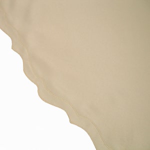 Plain Cream Round Circle Scalloped Edge Tablecloth Table Cloth Kitchen Dining 230cm 90&quot; Diameter Wedding Function Banquet Dinner Festive