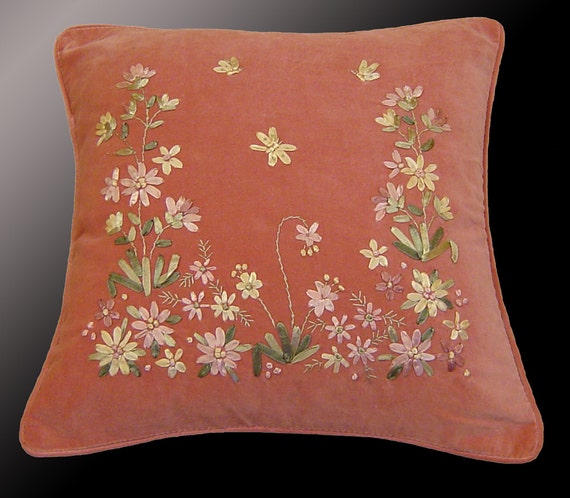Floral Paisley Pink White Square Scandinavian embroidery cushion cover  18/'