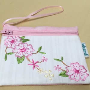 Blanc PInk Vert Floral Brodé carte de débit de crédit Ladies Girls Sac à main avec bracelet
