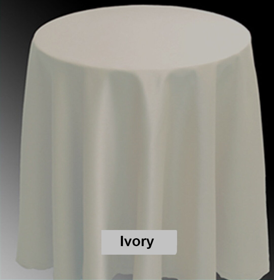 173cm 68 Diameter Ivory Circular Round Tablecloth With Overlocked Edge