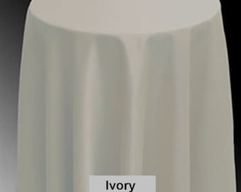 173cm 68" Diameter Ivory Circular Round Tablecloth with overlocked edge for Bedside Hall Standard Chipboard Table