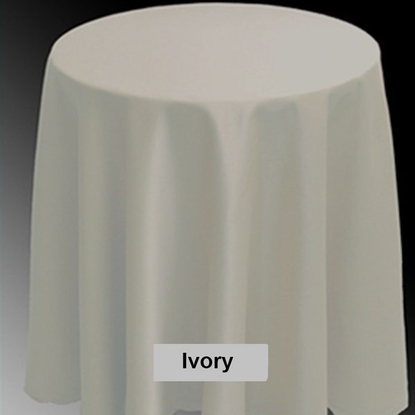 173cm 68" Diameter Ivory Circular Round Tablecloth with overlocked edge for Bedside Hall Standard Chipboard Table