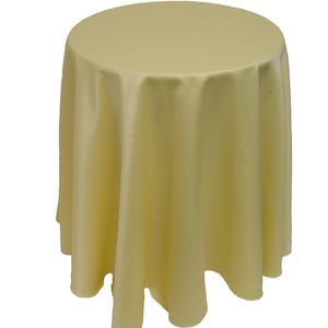 Plain Round Old Gold Chipboard Display Bedside Table Scalloped Edge Tablecloth 173cm 68&quot;
