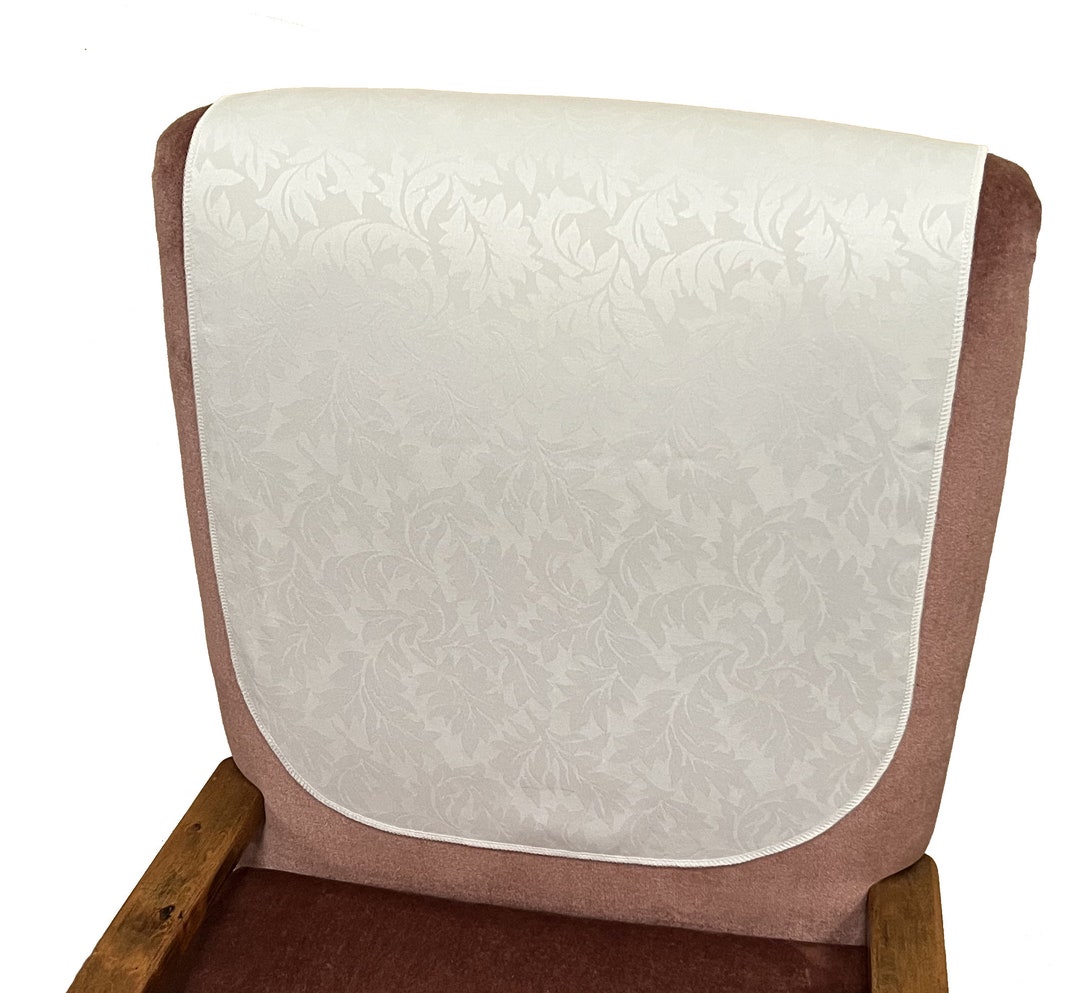 Set of 2 Ivory Coloured Chair Back Covers Armchair Antimacassars Head