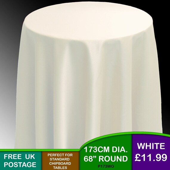 Plain Round White Chipboard Display Bedside Overlocked Edge - Round Tablecloths For Chipboard Tables