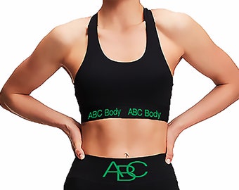 Schwarze Bambus Fitness Sport-BH / Ideal für Joggen, Yoga Atmungsaktiv Frauen Bustier ABC Body