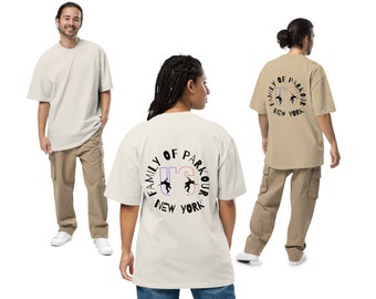Oversized T-Shirt mit verwaschener Optik und Print: Family of Parkour USA NEW York