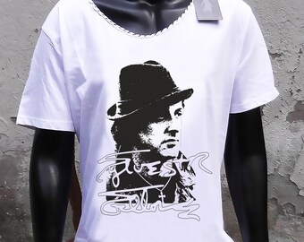 Sylvester Stallone Signed ROCKY LEGEND Men Classic White T-shirt Handmade Deep Neck Size S-5XL