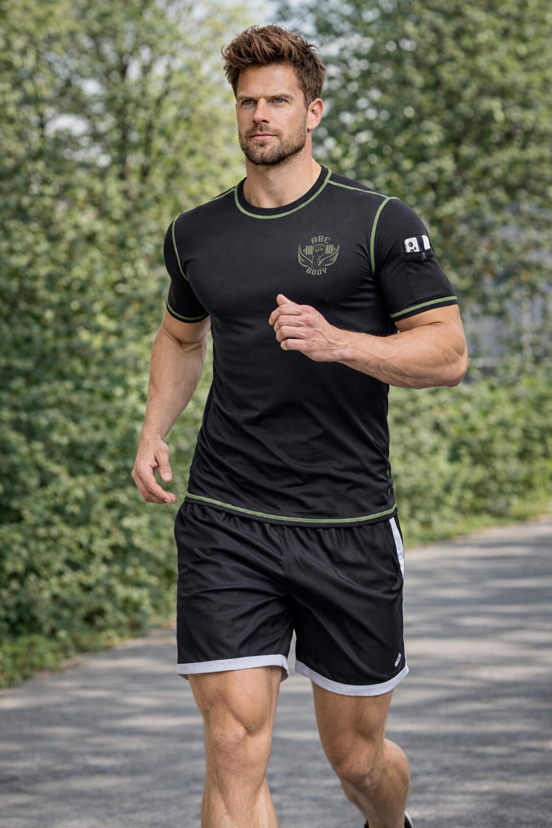 Men Bamboo Workout T-shirt With Phone Pocket – Slim Fit Gym Fitness ...
