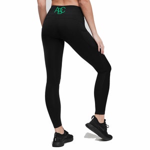 Nachhaltig Frauen Schwarze Bambus ABC Body Sport Leggings mit Handy Tasche für Joggen, Yoga und alle Arten von Fitness Bild 4