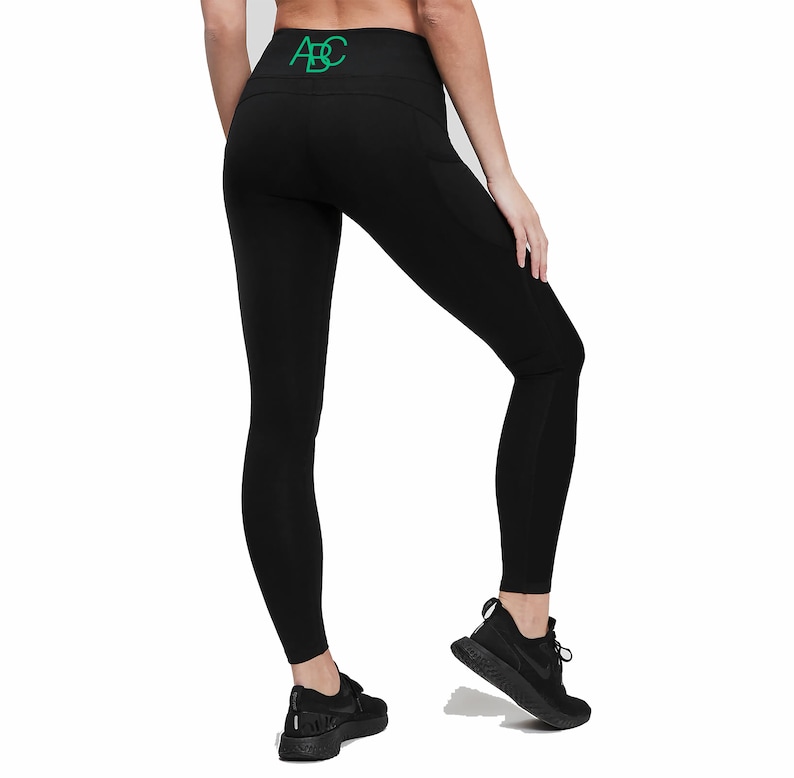 Nachhaltig Frauen Schwarze Bambus ABC Body Sport Leggings mit Handy Tasche für Joggen, Yoga und alle Arten von Fitness Bild 4