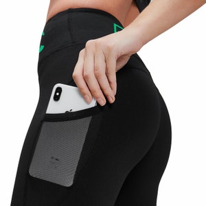 Nachhaltig Frauen Schwarze Bambus ABC Body Sport Leggings mit Handy Tasche für Joggen, Yoga und alle Arten von Fitness Bild 1