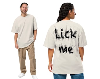 Oversized T-Shirt mit verwaschenem Look in Knochenfarben mit Print: LICK ME