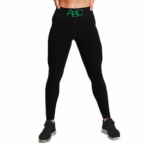 Nachhaltig Frauen Schwarze Bambus ABC Body Sport Leggings mit Handy Tasche für Joggen, Yoga und alle Arten von Fitness Bild 2