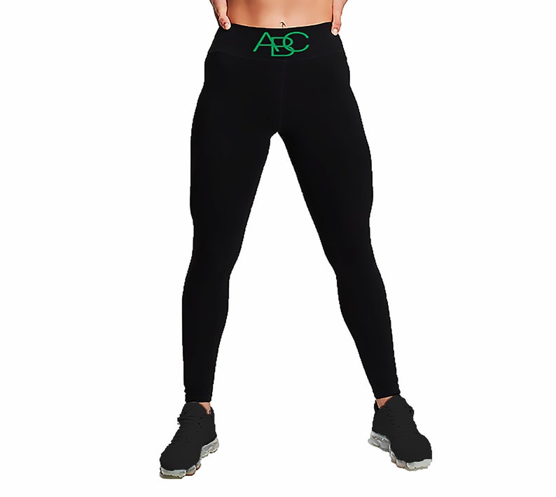 Nachhaltig Frauen Schwarze Bambus ABC Body Sport Leggings mit Handy Tasche für Joggen, Yoga und alle Arten von Fitness Bild 2