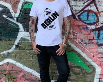 Men Street Art T-Shirt *Berlin Sweet Dirty* White or Black Size: S-5XL