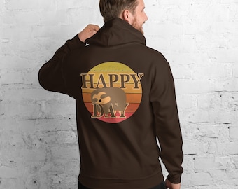 Unisex Kapuzen Pullover HAPPY DAY Faultier Schokoladen Hoodie