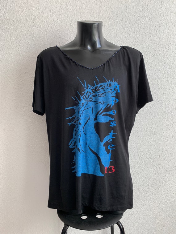 Eco Shirt *Jesus Apostel13* Extra Deep Neckline T Shirt Jesus Black White Size: S XXL Eco Shirt *Jesus Apostel13* Extra Deep Neckline T Shirt Jesus Black White Size: S XXL