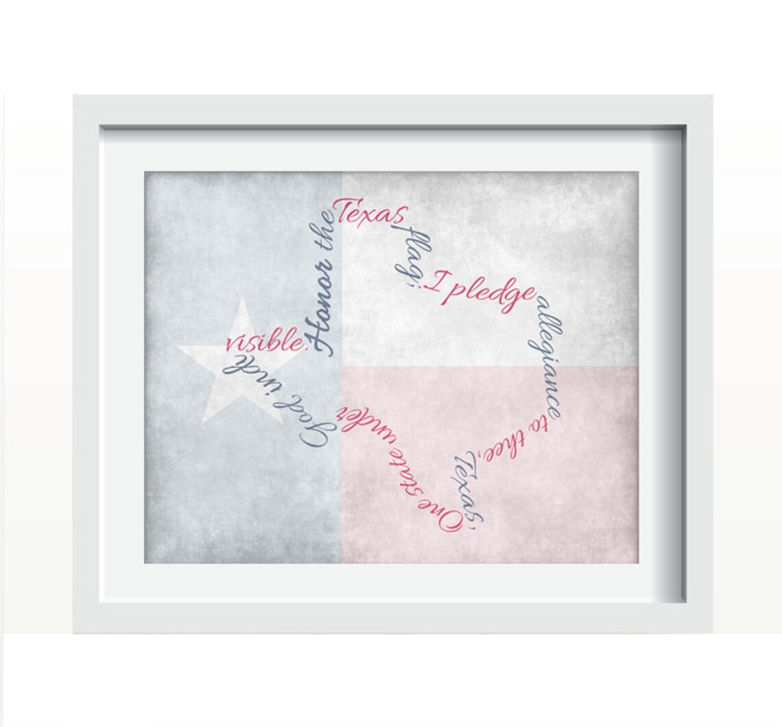 Texas Pledge Outlines State of Texas and Texas Flag Background - Etsy