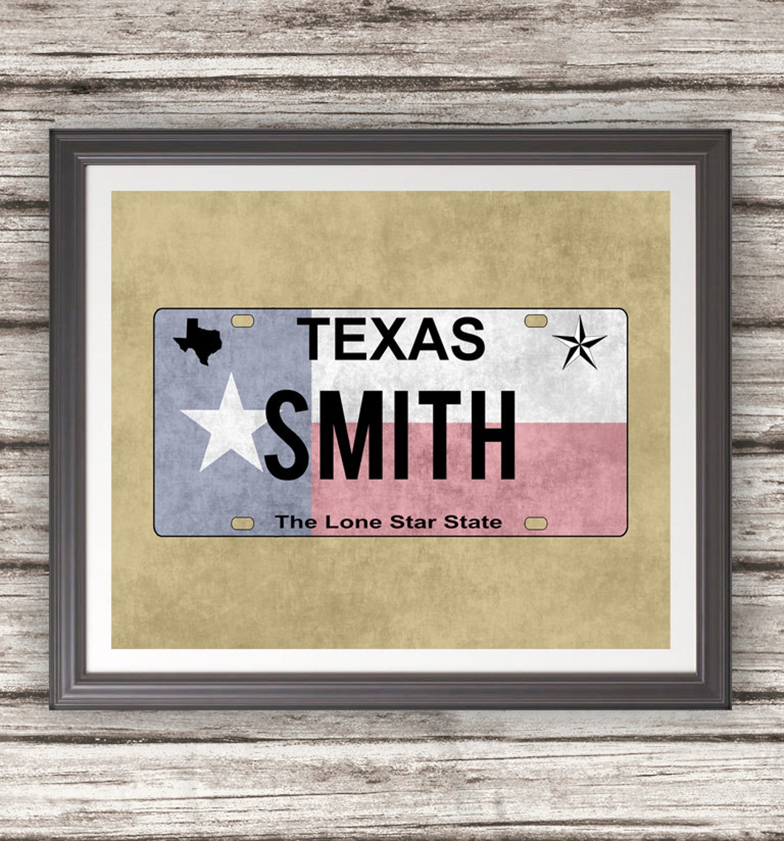 Custom Texas License Plate Various Colors Art Print Wall Art Etsy