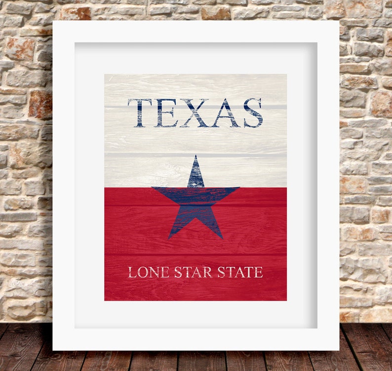 Texas Lone Star State Red White Blue Print Wall Art Decor Etsy