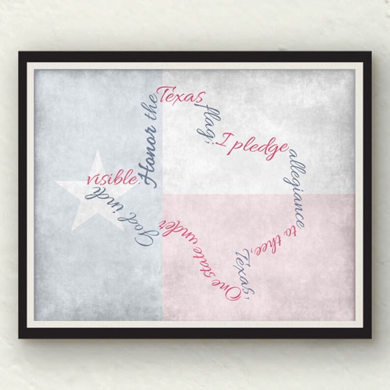 Texas Pledge Outlines State of Texas and Texas Flag Background - Etsy
