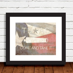 Come and Take It Texas Flag red blue black white distressed wall art decor photo print image 2
